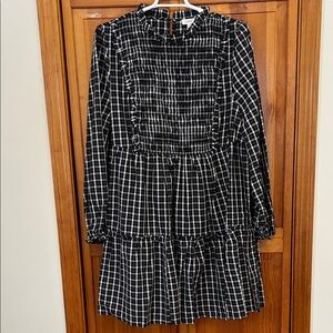 ODDY Black White Plaid Cotton Dress Plus Size 3X New Long‑Sleeve